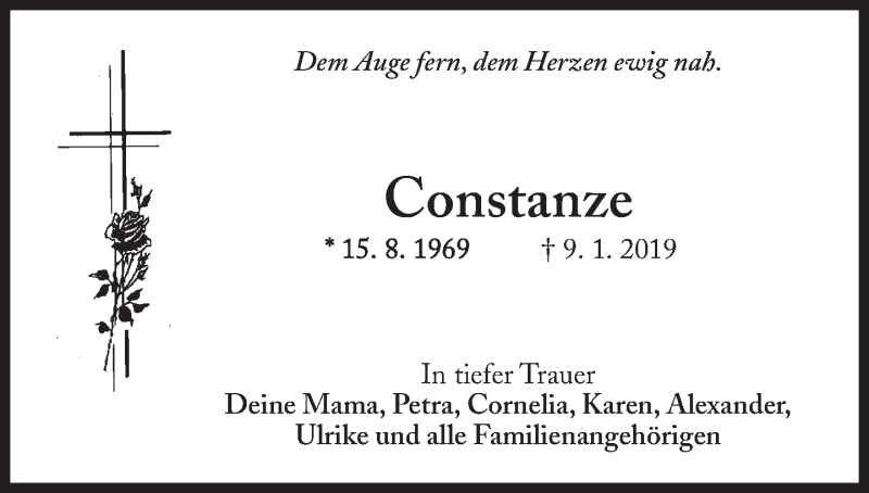  Traueranzeige für Constanze Linge-Thränhardt vom 21.01.2019 aus Süddeutsche Zeitung