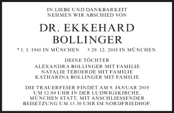 Traueranzeige von Ekkehard Bollinger von Süddeutsche Zeitung