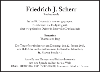 Traueranzeige von Friedrich  Scherr von Süddeutsche Zeitung