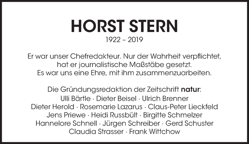  Traueranzeige für Horst Stern vom 24.01.2019 aus Süddeutsche Zeitung