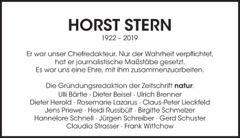 Traueranzeige von Horst Stern von Süddeutsche Zeitung