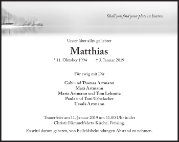 Traueranzeige von Matthias Artmann von Süddeutsche Zeitung