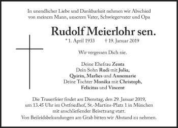 Traueranzeige von Rudolf Meierlohr sen. von Süddeutsche Zeitung