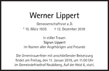 Traueranzeige von Werner Lippert von Süddeutsche Zeitung