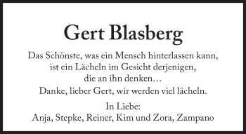 Traueranzeige von Gert Blasberg von Süddeutsche Zeitung