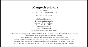Traueranzeige von Margreth Schwarz von Süddeutsche Zeitung