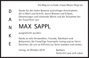 Traueranzeige von Max Sappl von Süddeutsche Zeitung
