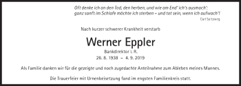 Traueranzeige von Werner Eppler von Süddeutsche Zeitung