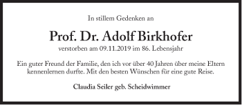 Traueranzeige von Adolf Birkhofer von Süddeutsche Zeitung
