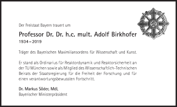 Traueranzeige von Adolf Birkhofer von Süddeutsche Zeitung
