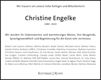 Traueranzeige von Christine Engelke von Süddeutsche Zeitung