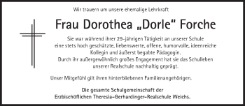 Traueranzeige von Dorothea Dorle Forche von Süddeutsche Zeitung