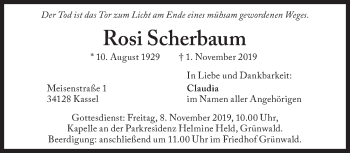 Traueranzeige von Rosi Scherbaum von Süddeutsche Zeitung