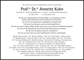 Traueranzeige von Annette Kuhn von Süddeutsche Zeitung