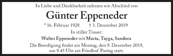 Traueranzeige von Günter Eppeneder von Süddeutsche Zeitung