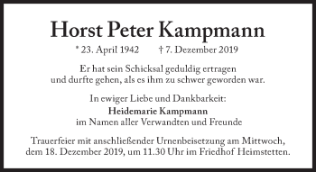 Traueranzeige von Horst Peter Kampmann von Süddeutsche Zeitung