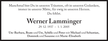 Traueranzeige von Werner Lamminger von Süddeutsche Zeitung