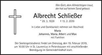 Traueranzeige von Albrecht Schließer von Süddeutsche Zeitung