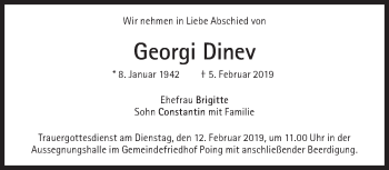 Traueranzeige von Georgi Dinev von Süddeutsche Zeitung