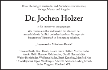 Traueranzeige von Jochen Holzer von Süddeutsche Zeitung