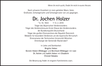 Traueranzeige von Jochen Holzer von Süddeutsche Zeitung