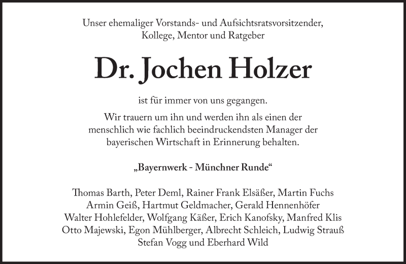  Traueranzeige für Jochen Holzer vom 19.02.2019 aus Süddeutsche Zeitung