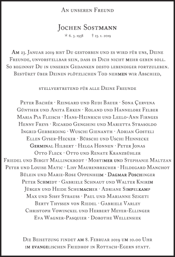 Traueranzeige von Jochen Sostmann von Süddeutsche Zeitung