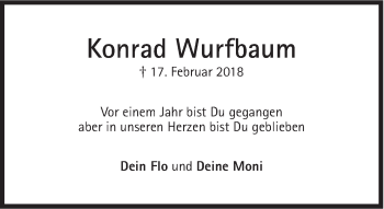 Traueranzeige von Konrad Wurfbaum von Süddeutsche Zeitung