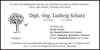 Traueranzeige von Ludwig Schatz von Süddeutsche Zeitung