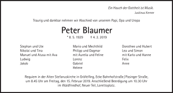 Traueranzeige von Peter Blaumer von Süddeutsche Zeitung