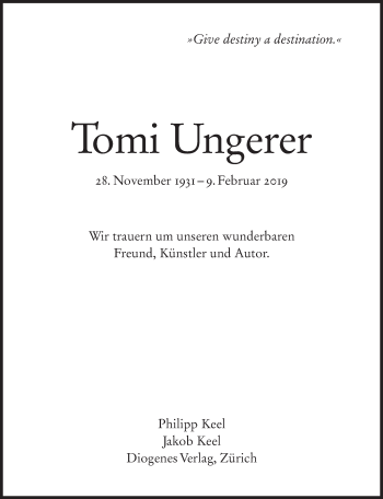 Traueranzeige von Tomi Ungerer von Süddeutsche Zeitung