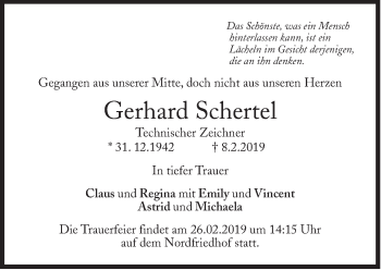 Traueranzeige von Gerhard Schertel von Süddeutsche Zeitung
