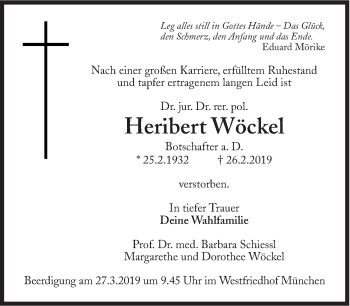 Traueranzeige von Heribert Wöckel von Süddeutsche Zeitung