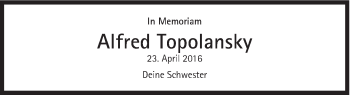 Traueranzeige von Alfred Topolansky von Süddeutsche Zeitung