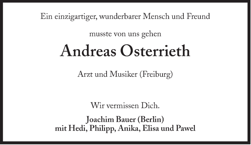  Traueranzeige für Andreas Osterrieth vom 09.04.2019 aus Süddeutsche Zeitung