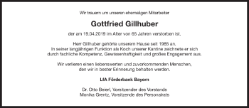 Traueranzeige von Gottfried Gillhuber von Süddeutsche Zeitung