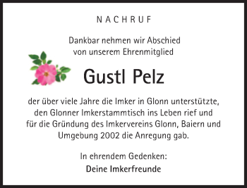 Traueranzeige von Gustl Pelz von Süddeutsche Zeitung