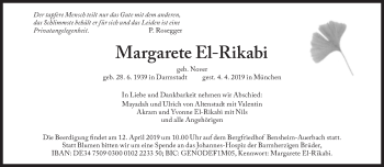 Traueranzeige von Margarete El-Rikabi von Süddeutsche Zeitung
