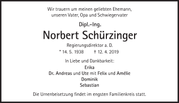 Traueranzeige von Norbert Schürzinger von Süddeutsche Zeitung
