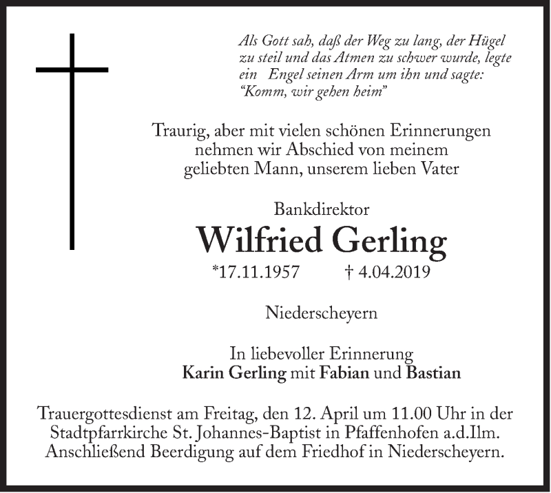  Traueranzeige für Wilfried Gerling vom 06.04.2019 aus Süddeutsche Zeitung