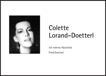 Traueranzeige von Colette Lorand-Doetterl von Süddeutsche Zeitung