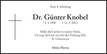 Traueranzeige von Günter Knobel von Süddeutsche Zeitung