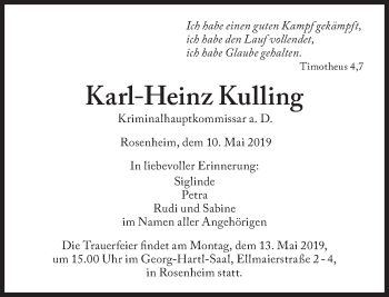 Traueranzeige von Karl-Heinz Kulling von Süddeutsche Zeitung