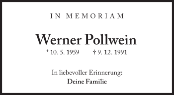 Traueranzeige von Werner Pollwein von Süddeutsche Zeitung