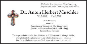 Traueranzeige von Anton Herbert Muschler von Süddeutsche Zeitung