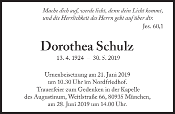 Traueranzeige von Dorothea Schulz von Süddeutsche Zeitung