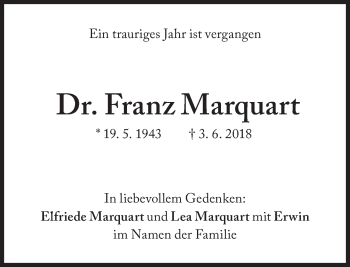 Traueranzeige von Franz Marquart  von Süddeutsche Zeitung