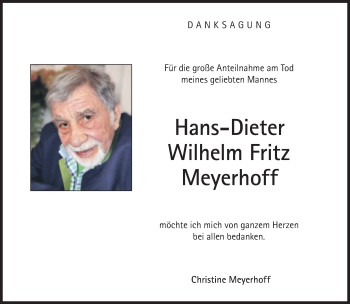 Traueranzeige von Hans-Dieter Wilhelm Fritz Meyerhoff von Süddeutsche Zeitung