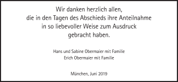 Traueranzeige von Elisabeth Obermaier 