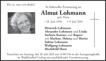 Traueranzeige von Almut Lohmann von Süddeutsche Zeitung